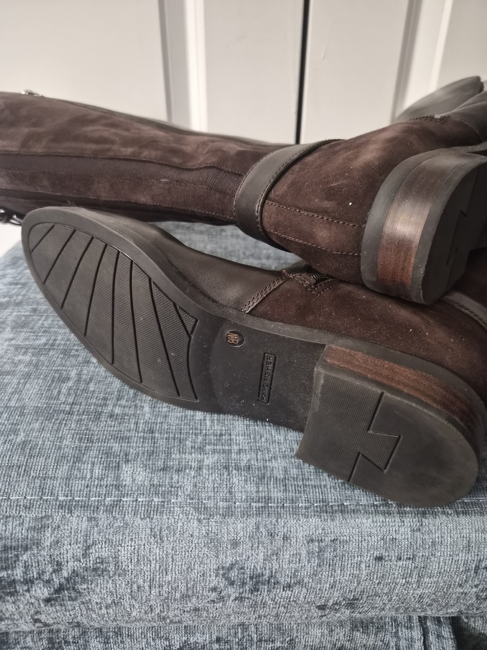 Marc Fisher Tall Leather & Suede Riding Boots in Dark Brown - Picture 7 of 12